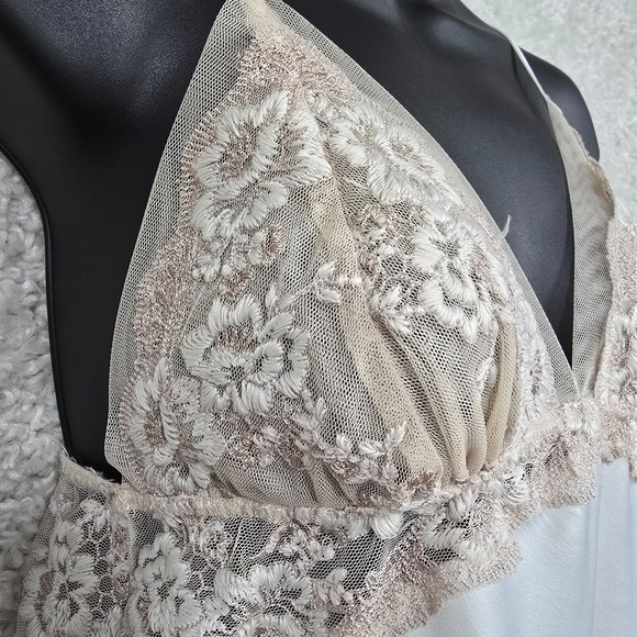 Flora Nikrooz Babydoll Top Womens Small Floral Mesh Satin Y2K Fairy Feminine - Picture 4 of 13